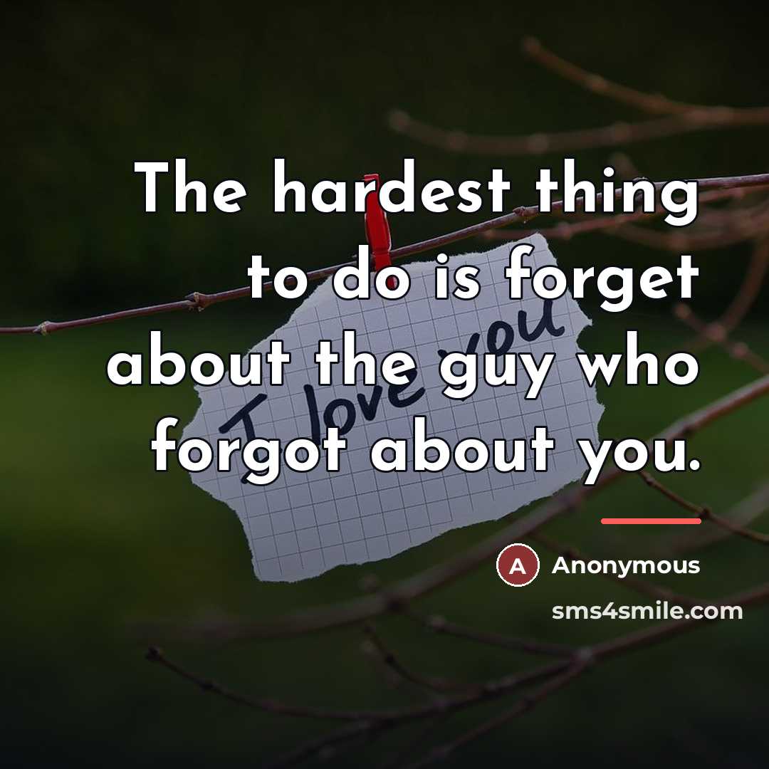 “The hardest thing to do is forget about the guy…” quote by Anonymous