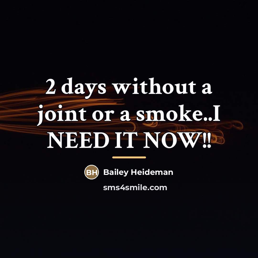 “2 days without a joint or a smoke..I NEED IT…” quote by Bailey Heideman