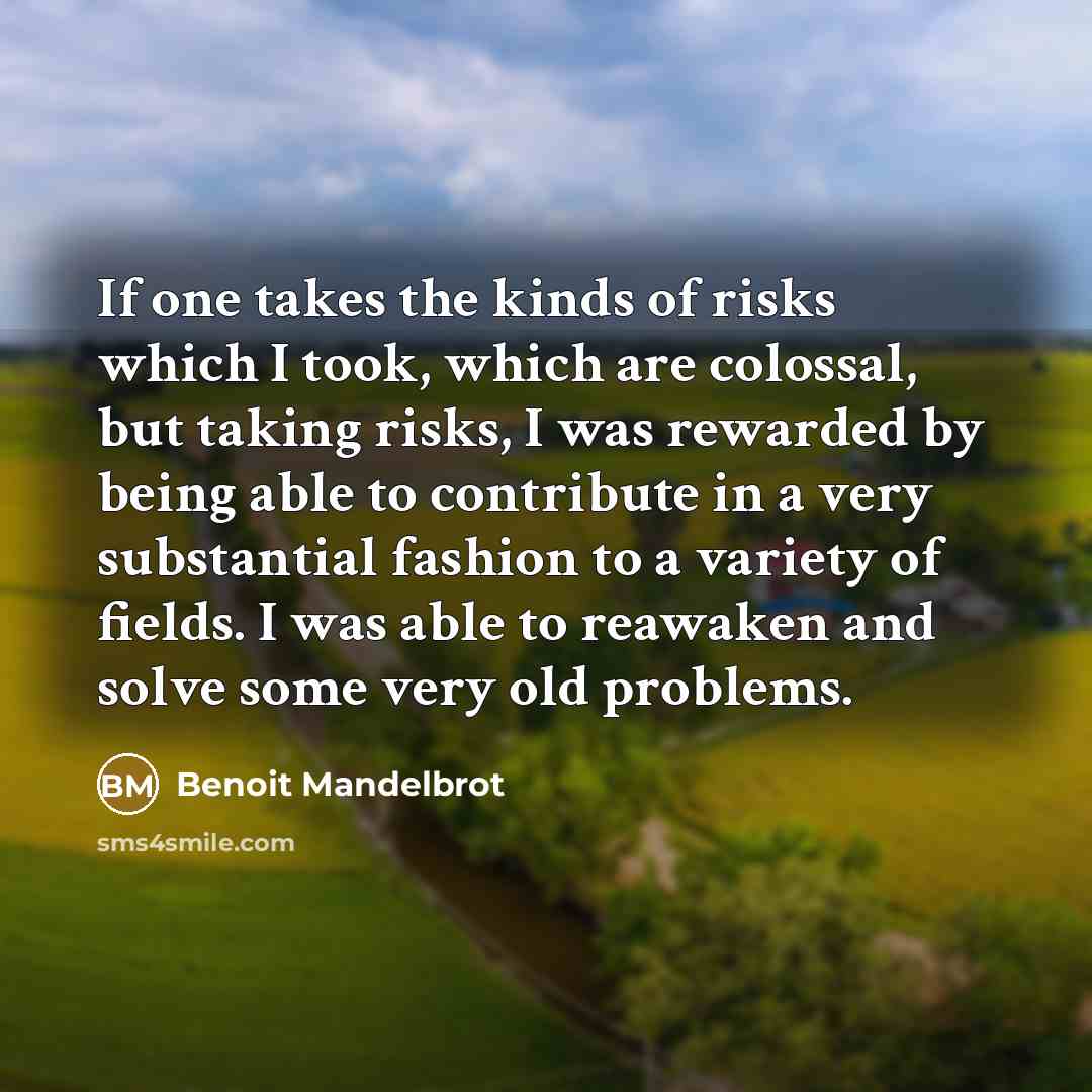 “If one takes the kinds of risks which I took,…” quote by Benoit Mandelbrot