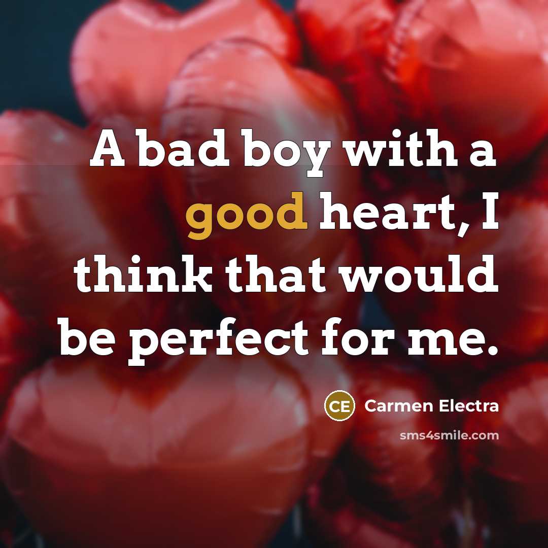 “A bad boy with a good heart, I think that…” quote by Carmen Electra