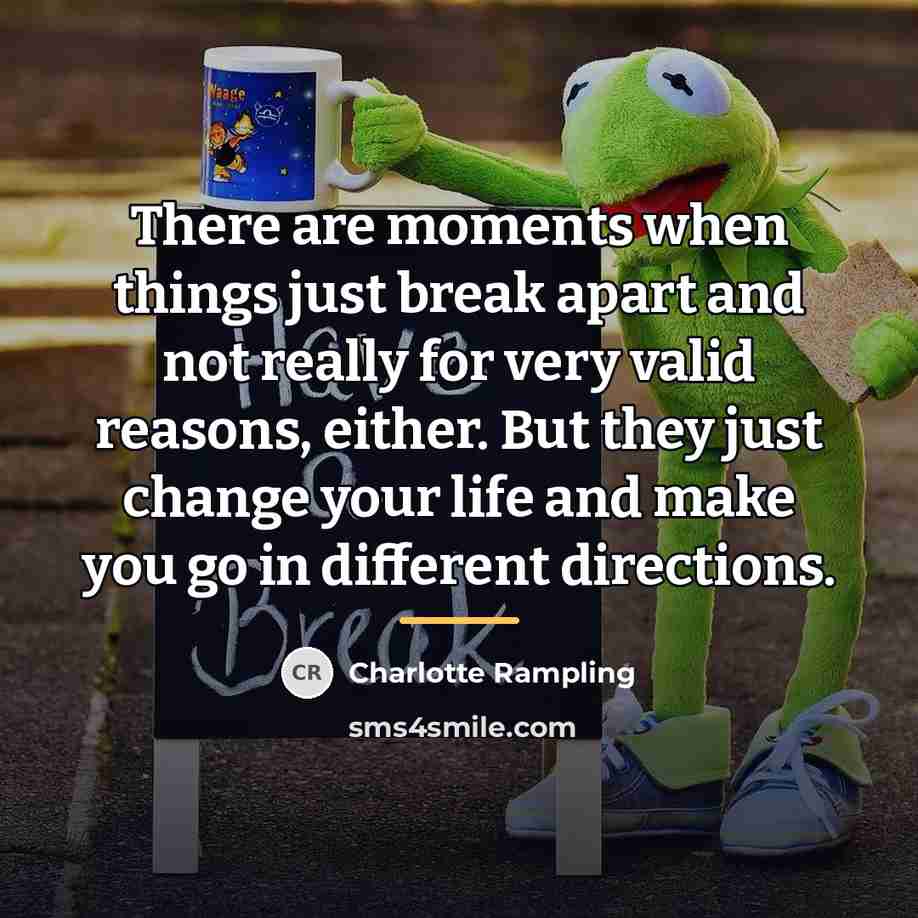 “There are moments when things just break apart and not…” quote by Charlotte Rampling
