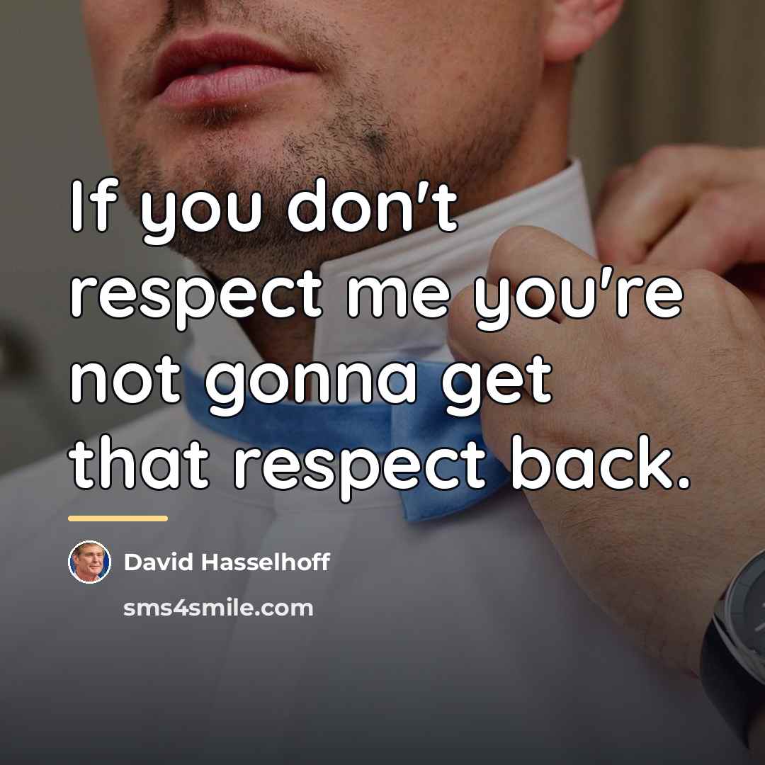 “If you don't respect me you're not gonna get that…” quote by David Hasselhoff