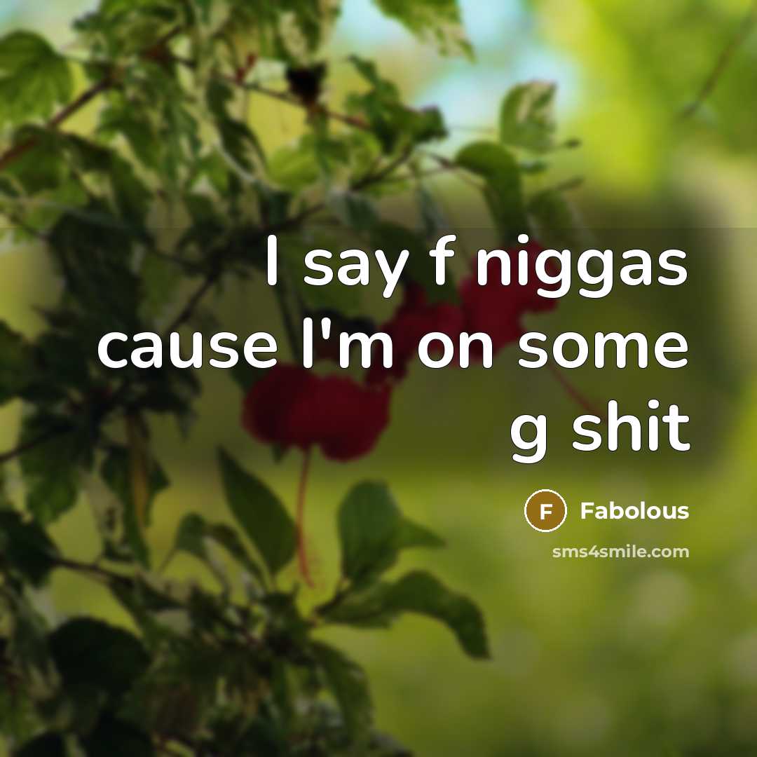 “I say f niggas cause I'm on some g shit…” quote by Fabolous