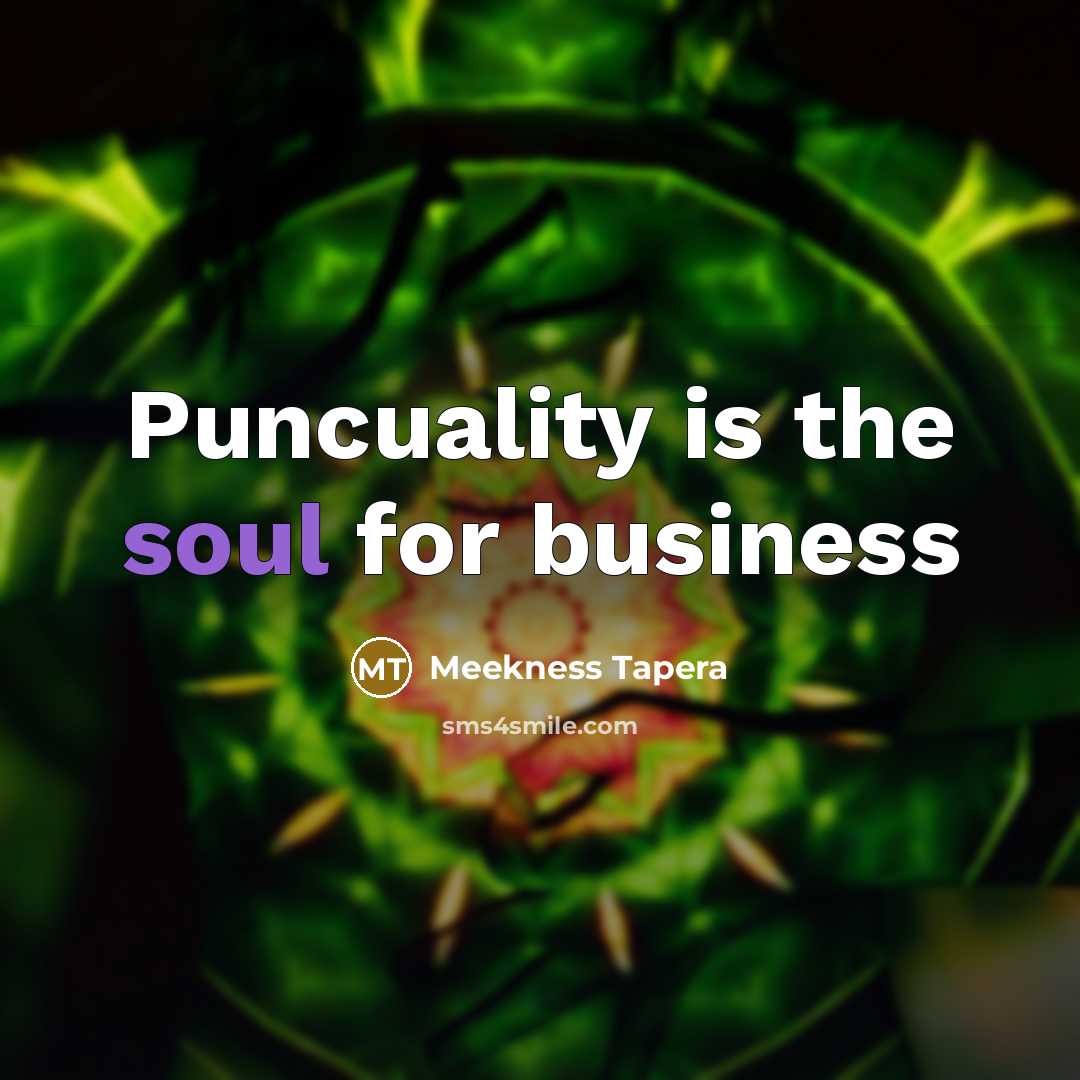 “Puncuality is the soul for business…” quote by Meekness Tapera