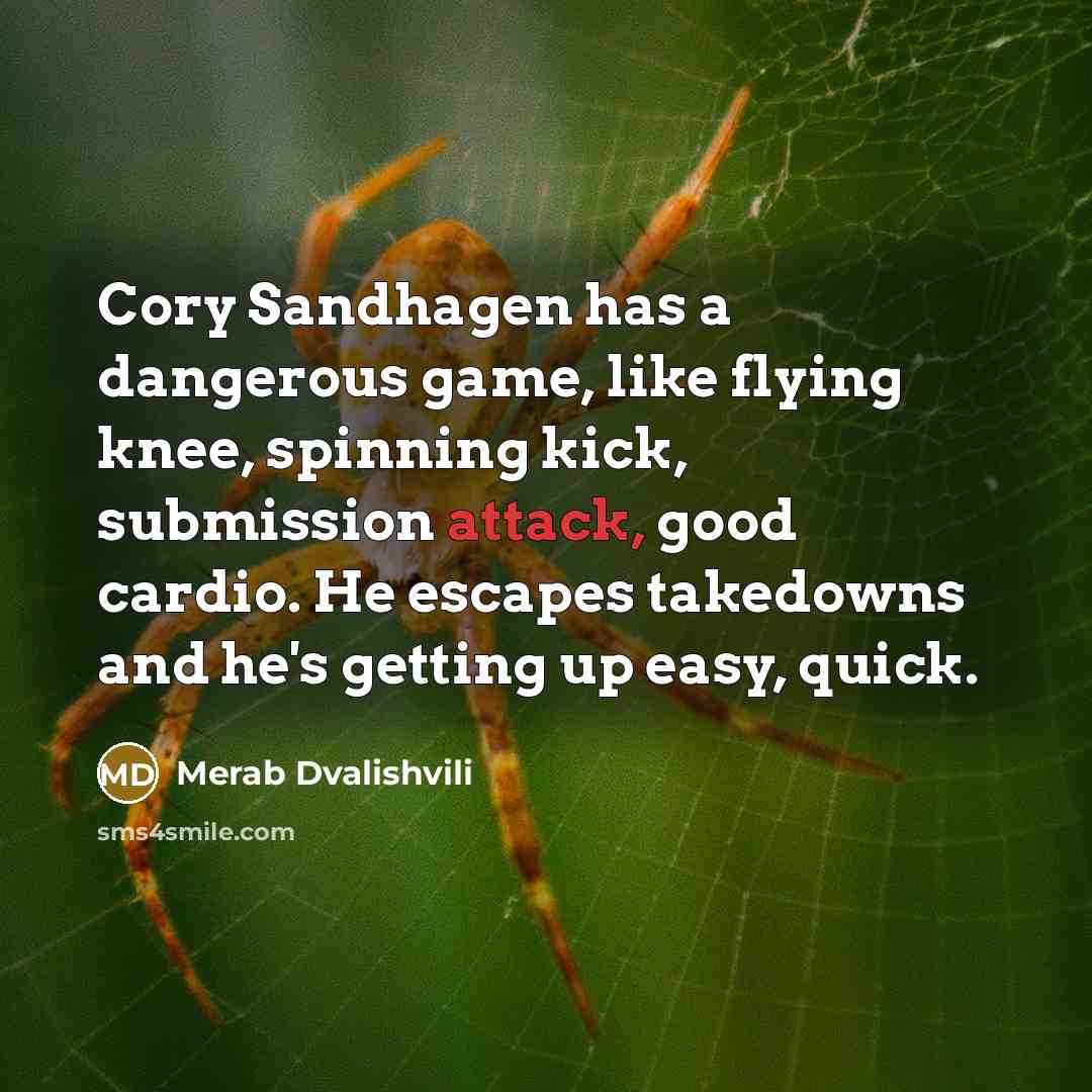 “Cory Sandhagen has a dangerous game, like flying knee, spinning…” quote by Merab Dvalishvili