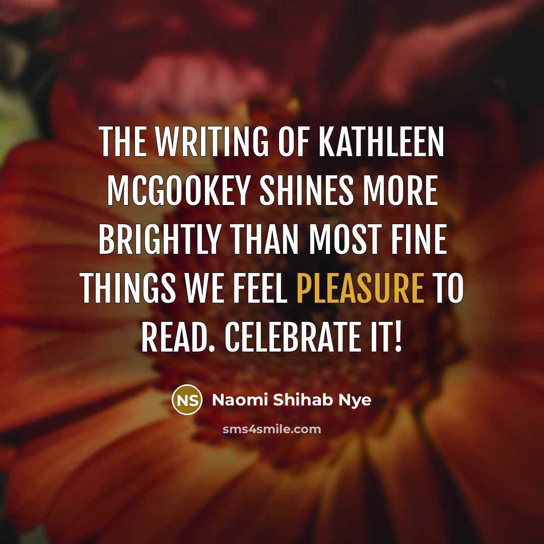 “The writing of Kathleen McGookey shines more brightly than most…” quote by Naomi Shihab Nye
