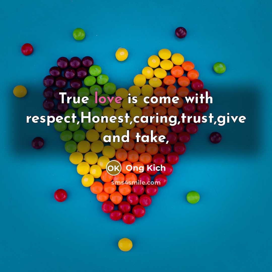 “True love is come with respect,Honest,caring,trust,give and take,…” quote by Ong Kich