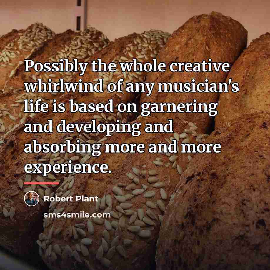 “Possibly the whole creative whirlwind of any musician's life is…” quote by Robert Plant