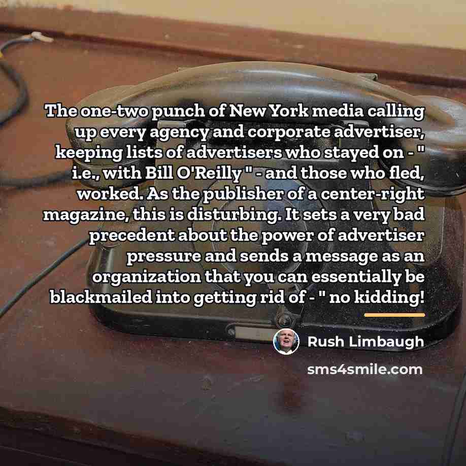 “The one-two punch of New York media calling up every…” quote by Rush Limbaugh