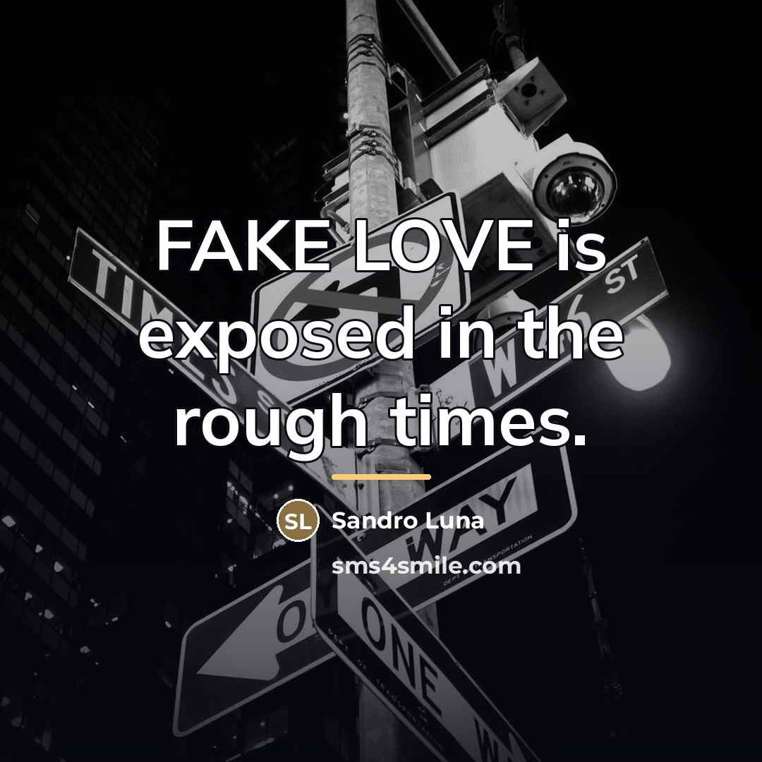 “FAKE LOVE is exposed in the rough times.…” quote by Sandro Luna