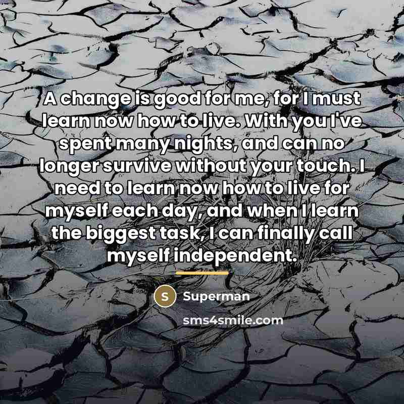 “A change is good for me, for I must learn…” quote by Superman