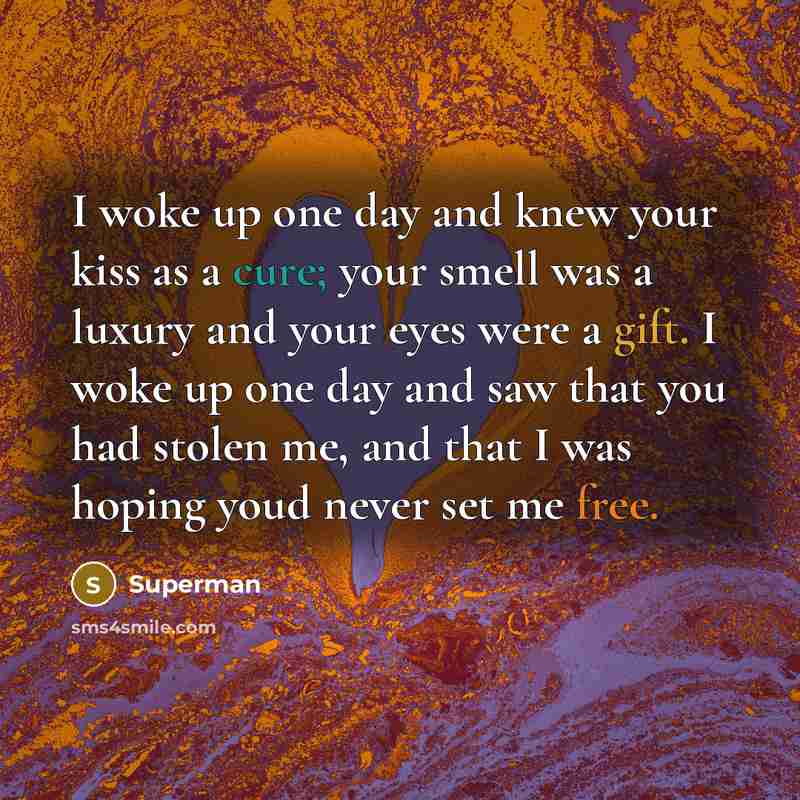 “I woke up one day and knew your kiss as…” quote by Superman