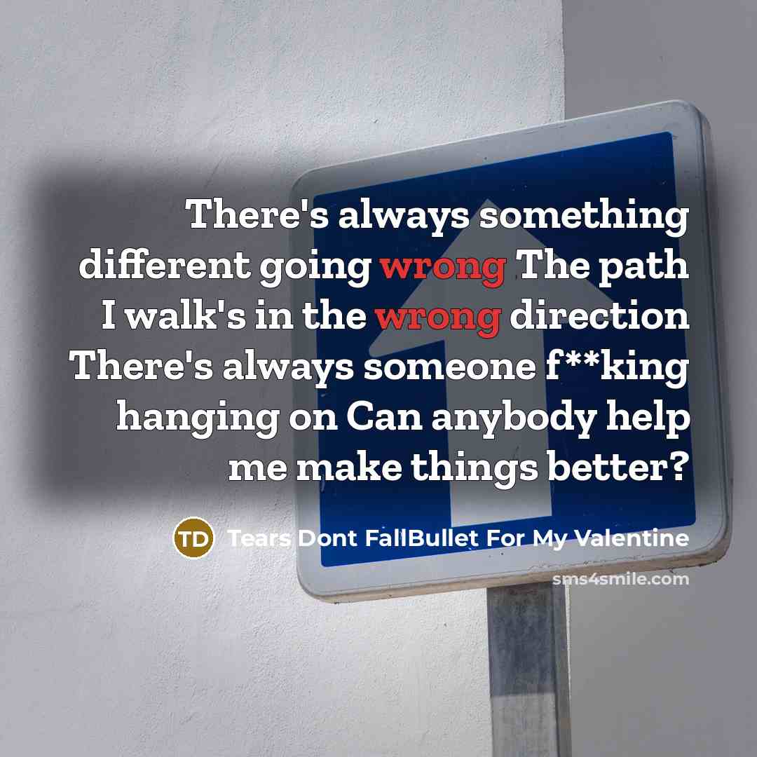 “There's always something different going wrong The path I walk's…” quote by Tears Dont FallBullet For My Valentine