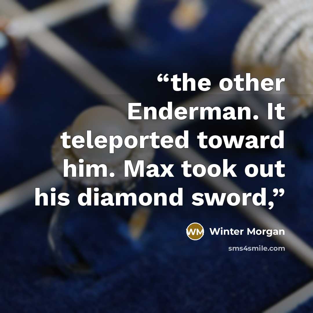 “the other Enderman. It teleported toward him. Max took out his diamond sword,” quote by Winter Morgan