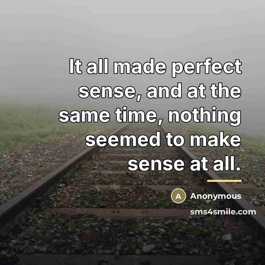 “It all made perfect sense, and at the same time,…” quote by Anonymous