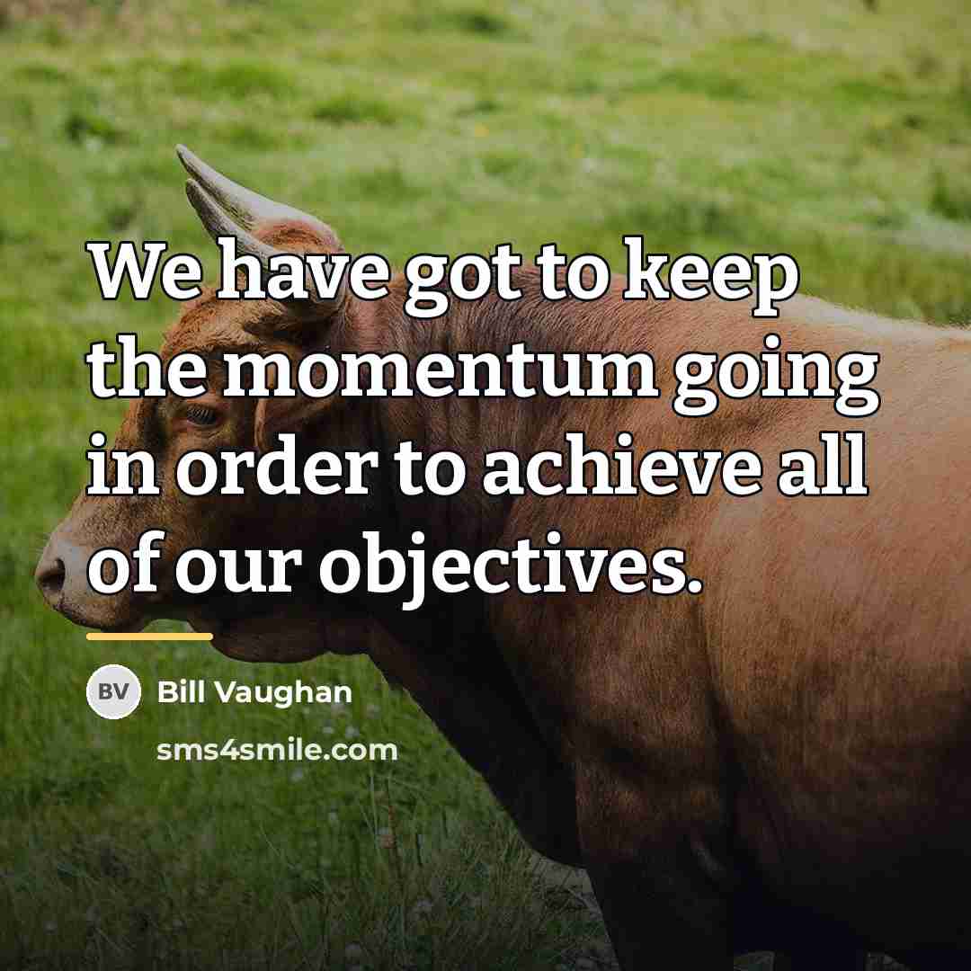 “We have got to keep the momentum going in order…” quote by Bill Vaughan