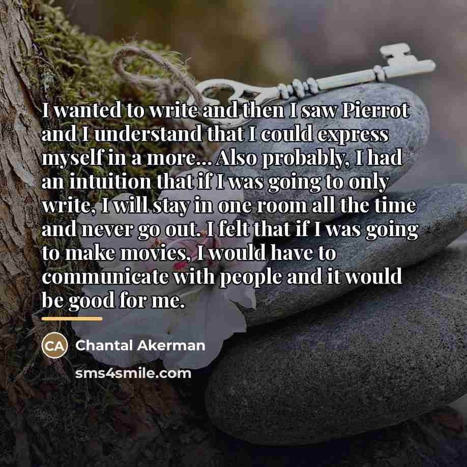 “I wanted to write and then I saw Pierrot and…” quote by Chantal Akerman