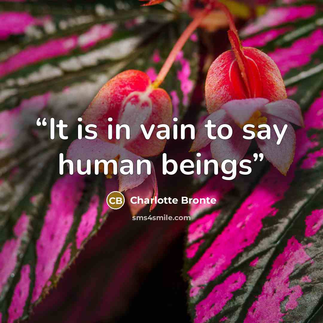 “It is in vain to say human beings” quote by Charlotte Brontë
