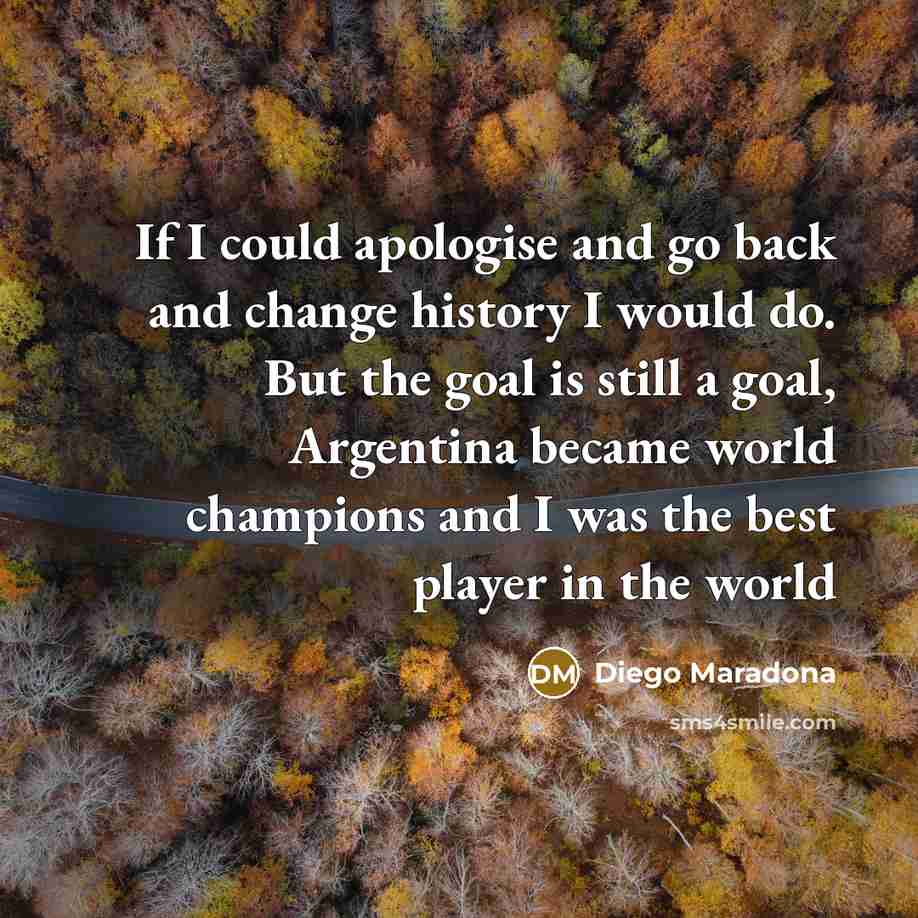 “If I could apologise and go back and change history…” quote by Diego Maradona