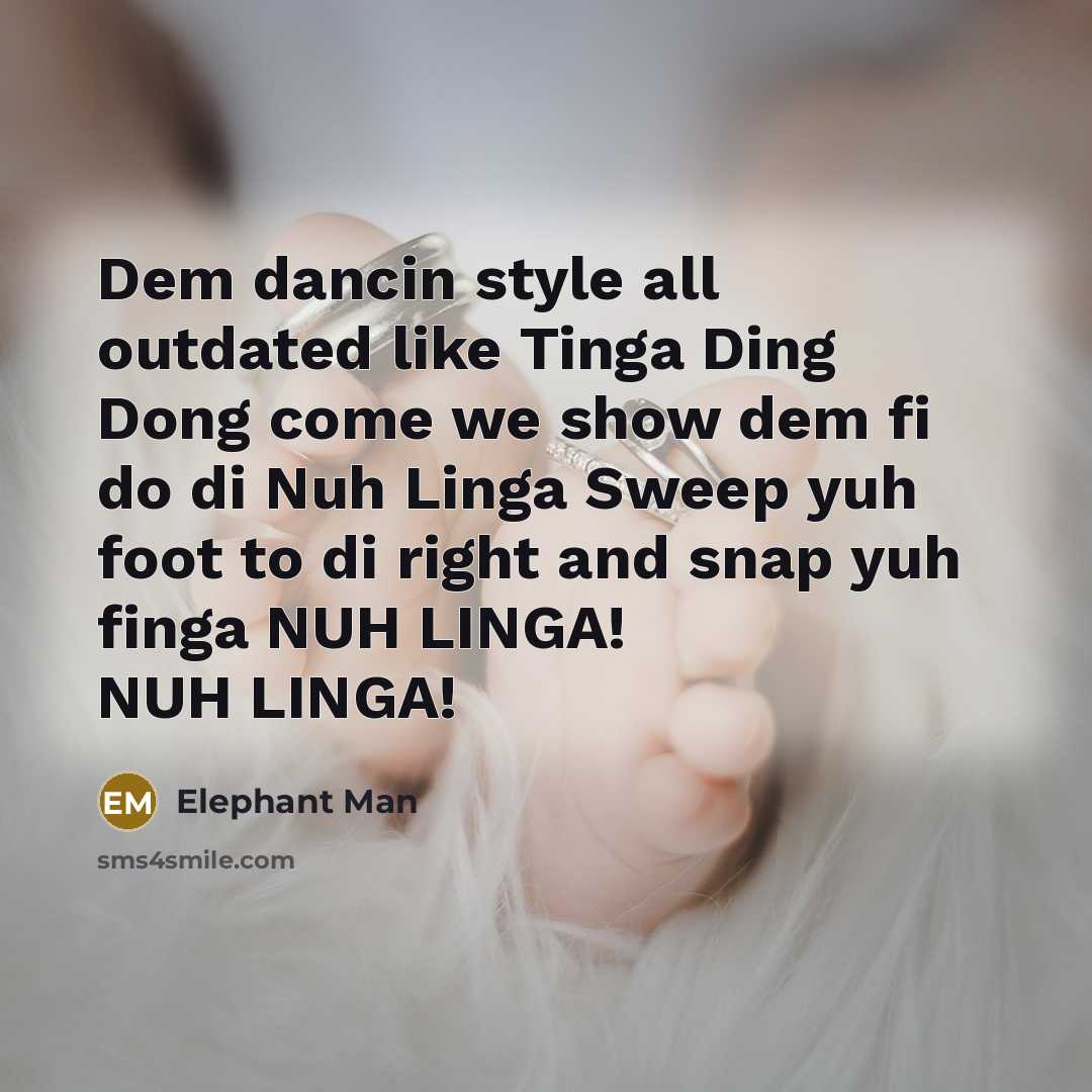 “Dem dancin style all outdated like Tinga Ding Dong come…” quote by Elephant Man