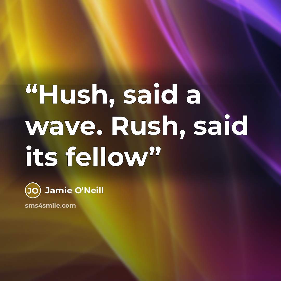 “Hush, said a wave. Rush, said its fellow” quote by Jamie O'Neill