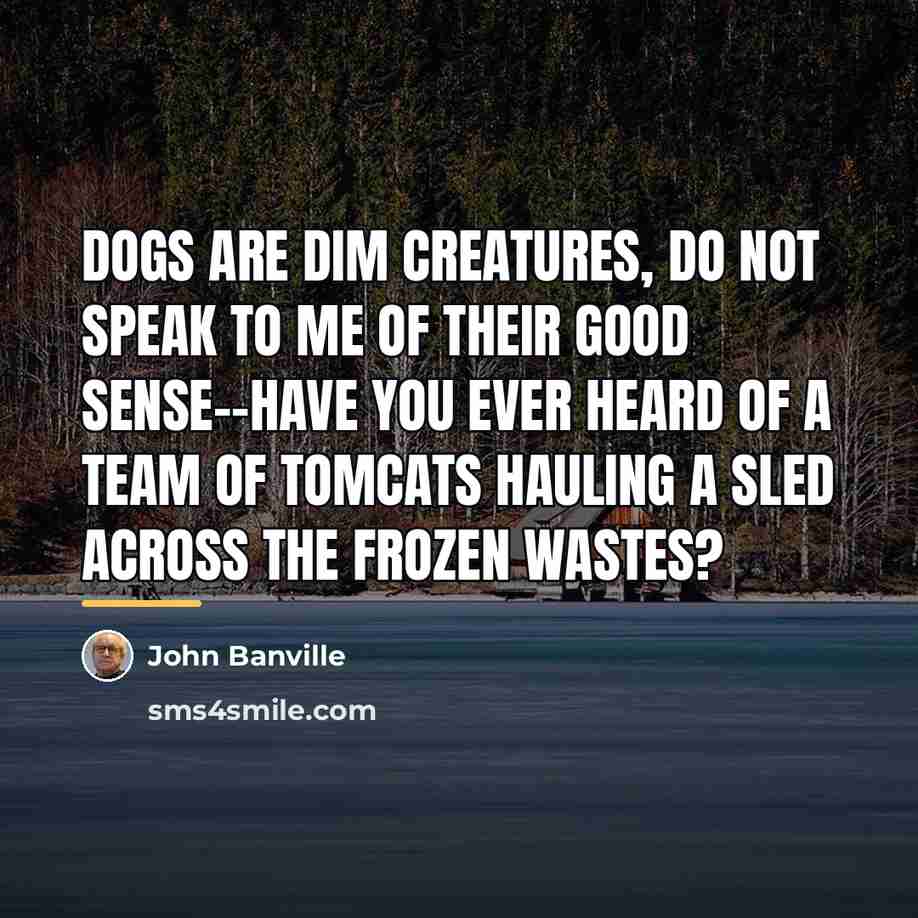 “Dogs are dim creatures, do not speak to me of…” quote by John Banville