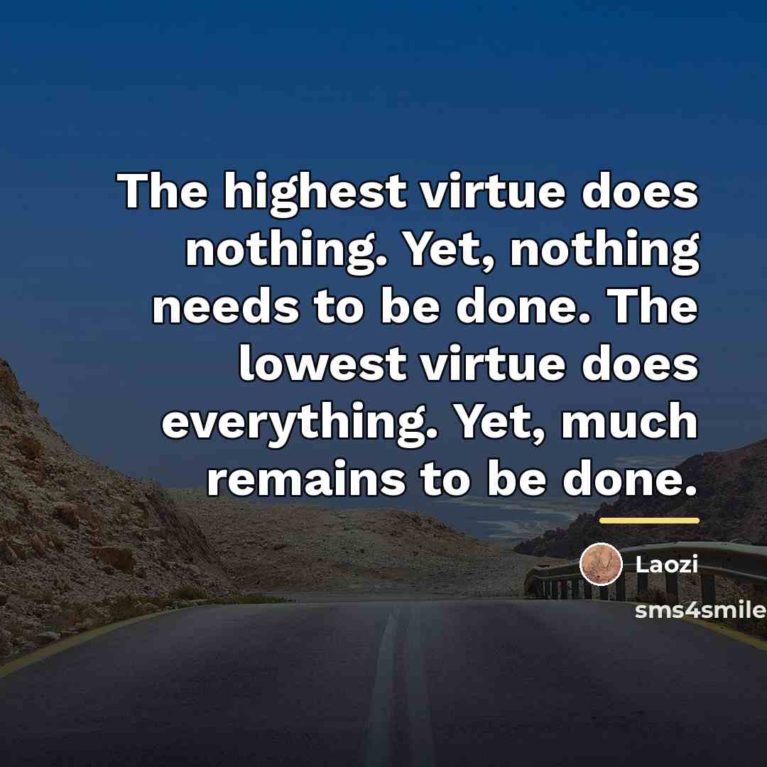 “The highest virtue does nothing. Yet, nothing needs to be…” quote by Laozi