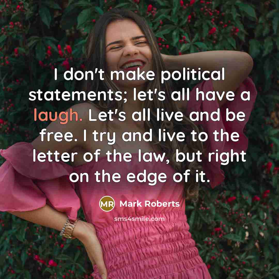 “I don't make political statements; let's all have a laugh.…” quote by Mark Roberts