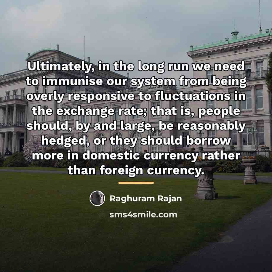 “Ultimately, in the long run we need to immunise our…” quote by Raghuram Rajan