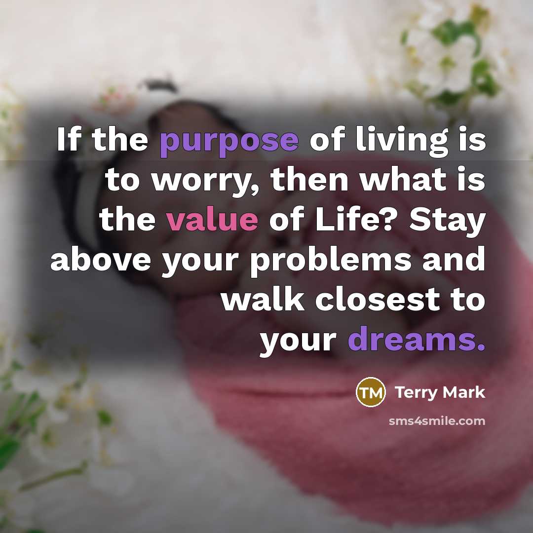 “If the purpose of living is to worry, then what…” quote by Terry Mark