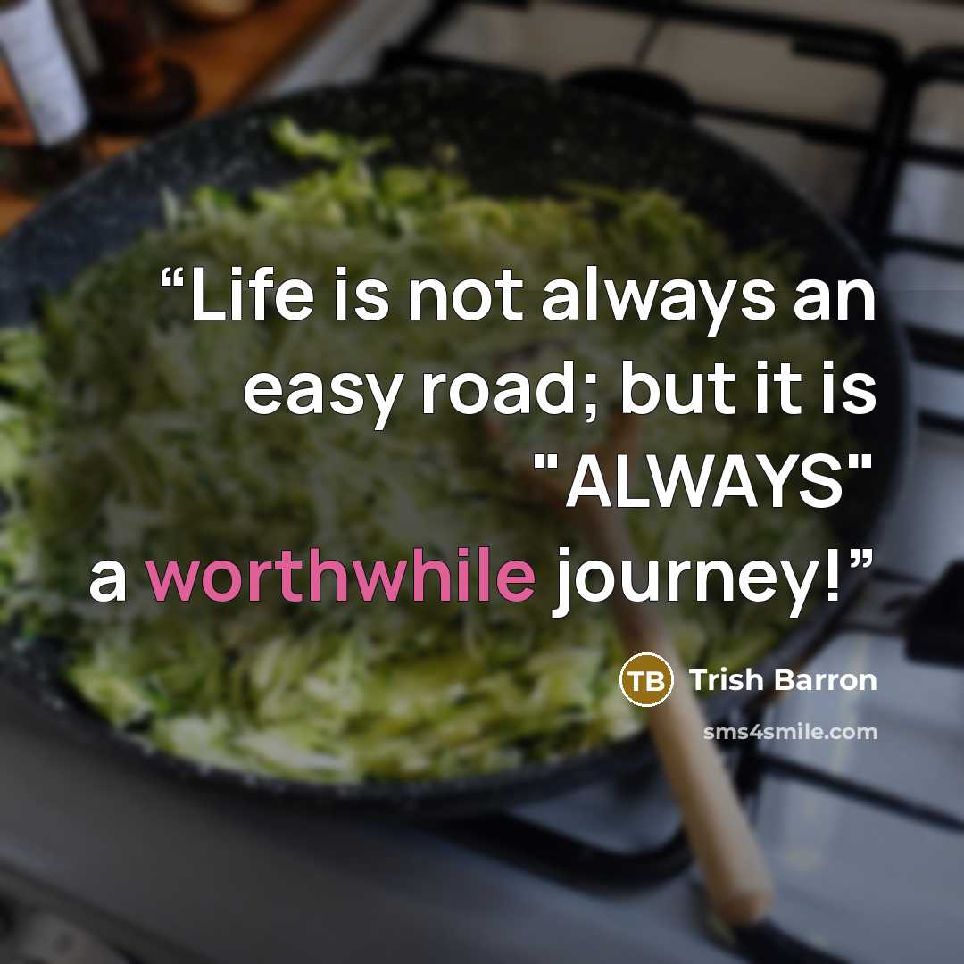 “Life is not always an easy road; but it is "ALWAYS" a worthwhile journey!” quote by Trish Barron