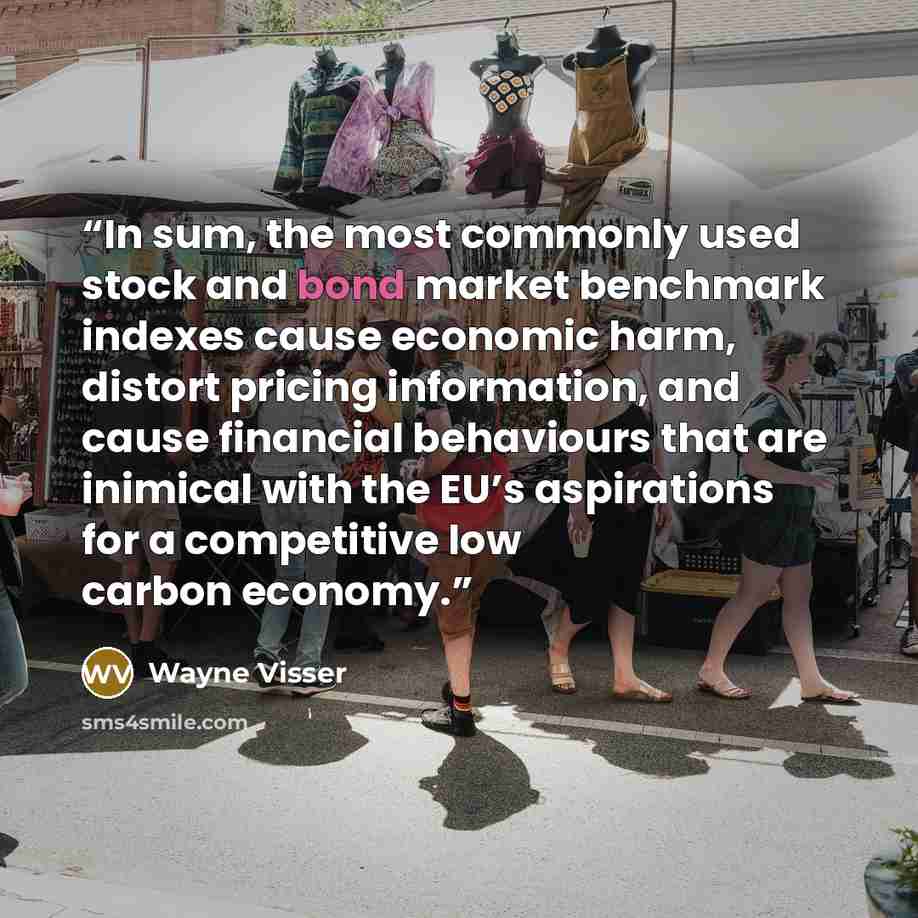 “In sum, the most commonly used stock and bond market benchmark indexes cause economic harm, distort pricing information, and cause financial behaviours that are inimical with the EU’s aspirations for a competitive low carbon economy.” quote by Wayne Visser