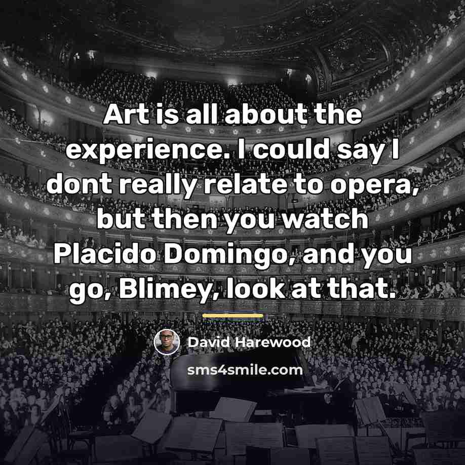 “Art is all about the experience. I could say I…” quote by David Harewood