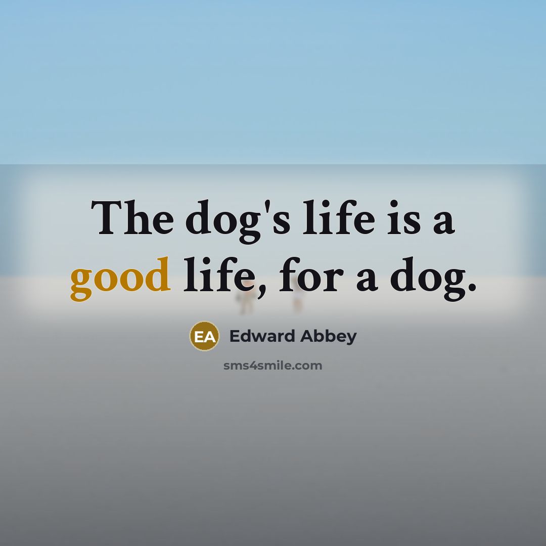 “The dog's life is a good life, for a dog.” quote by Edward Abbey