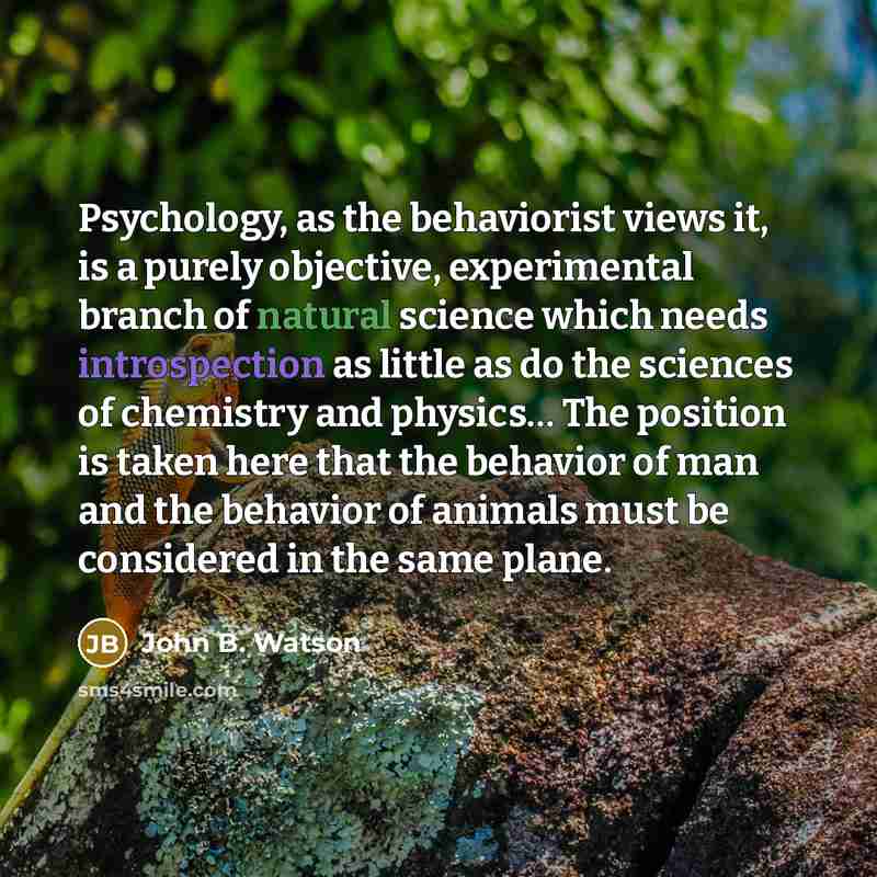 “Psychology, as the behaviorist views it, is a purely objective,…” quote by John B. Watson