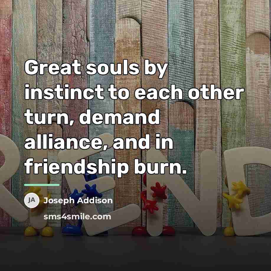 “Great souls by instinct to each other turn, demand alliance,…” quote by Joseph Addison