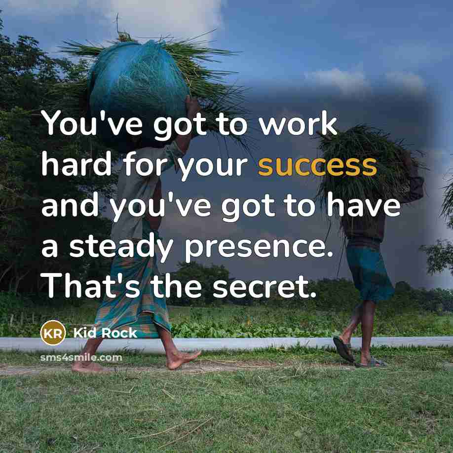 “You've got to work hard for your success and you've…” quote by Kid Rock