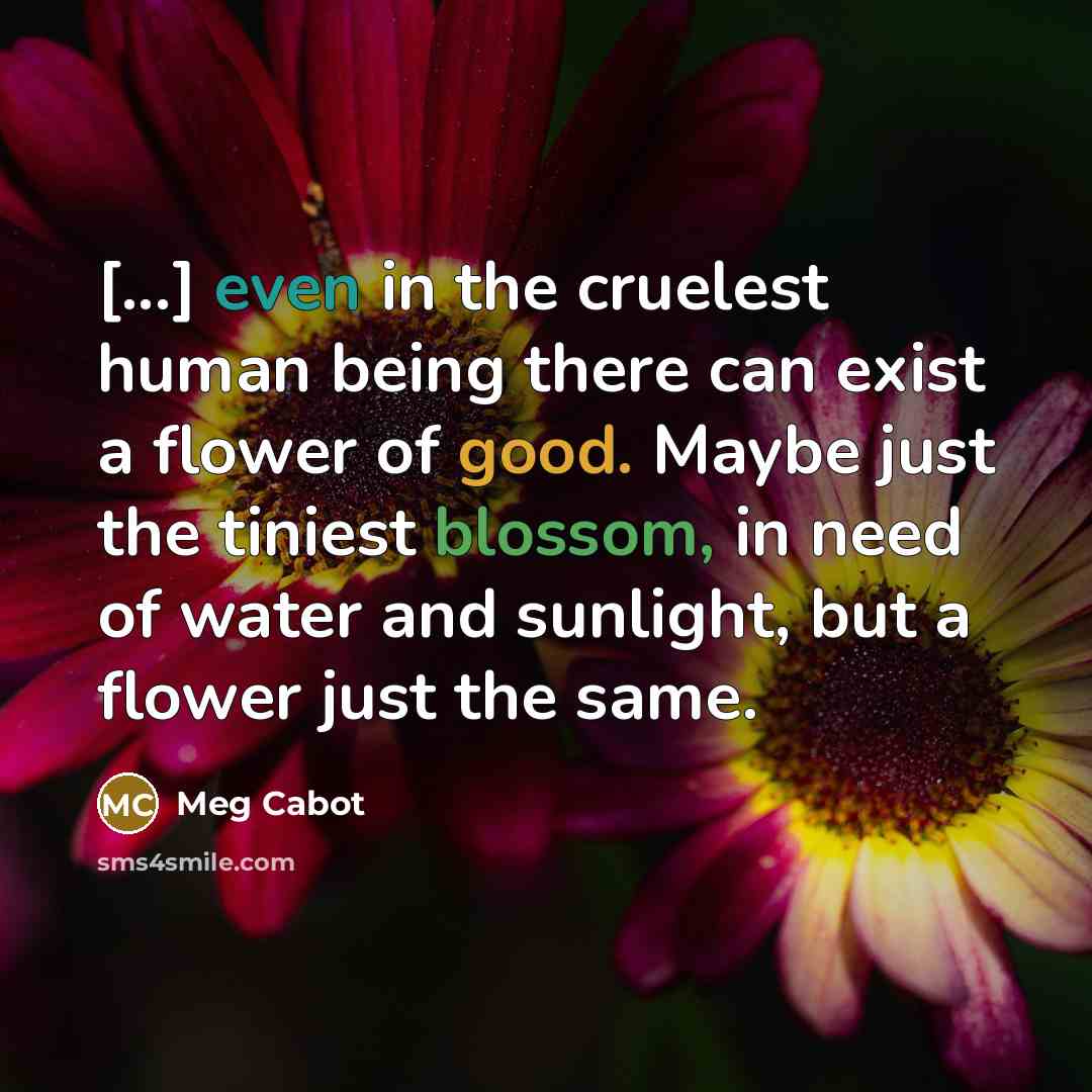 “[...] even in the cruelest human being there can exist…” quote by Meg Cabot