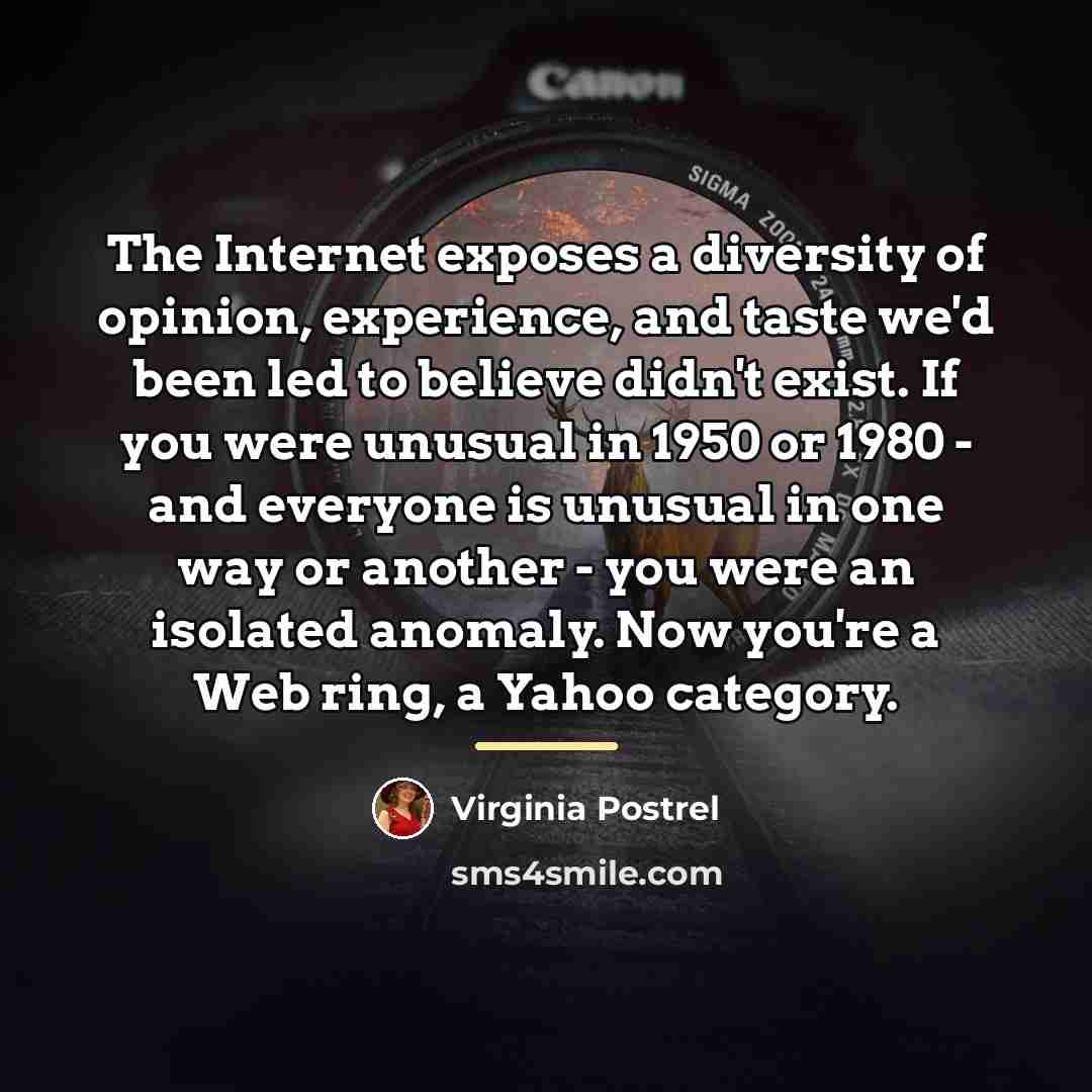 “The Internet exposes a diversity of opinion, experience, and taste…” quote by Virginia Postrel