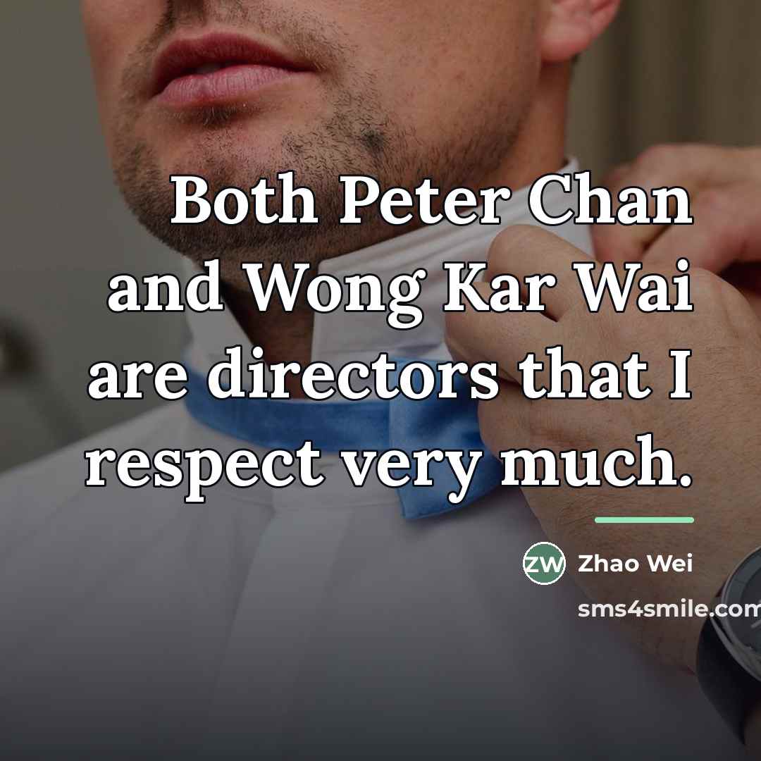 “Both Peter Chan and Wong Kar Wai are directors that…” quote by Zhao Wei