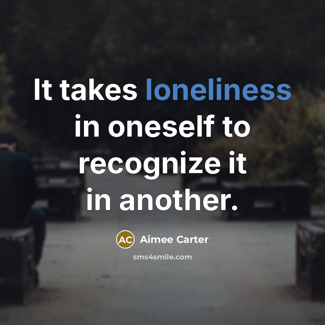 “It takes loneliness in oneself to recognize it in another.…” quote by Aimee Carter