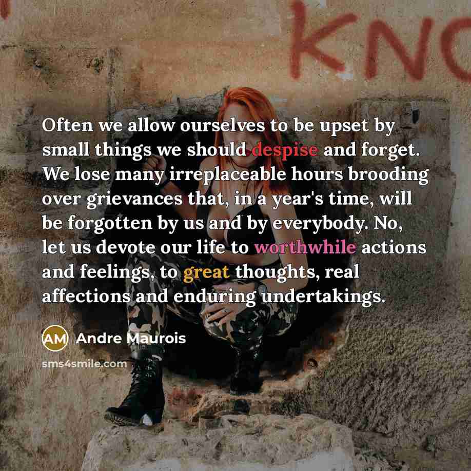 “Often we allow ourselves to be upset by small things…” quote by Andre Maurois
