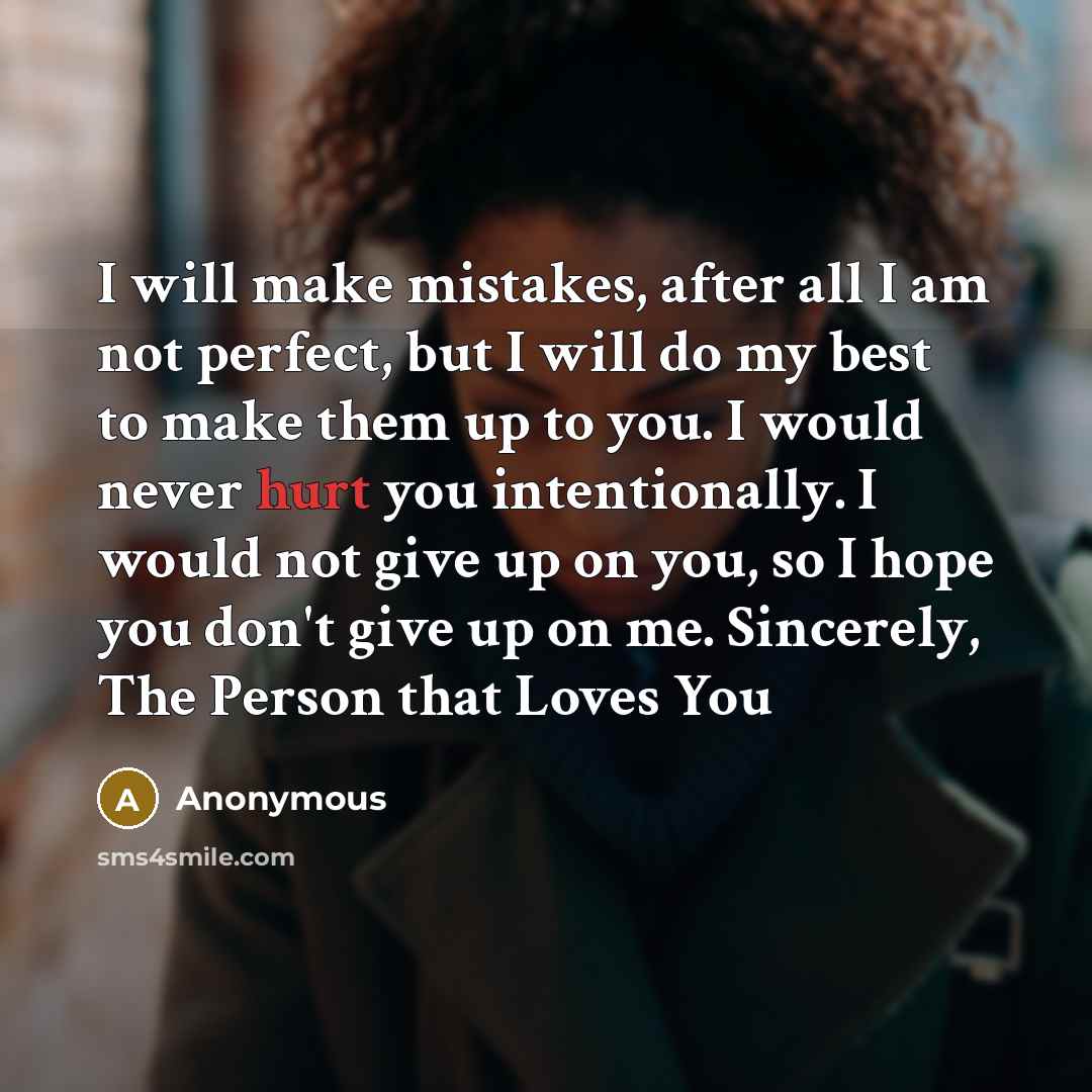 “I will make mistakes, after all I am not perfect,…” quote by Anonymous