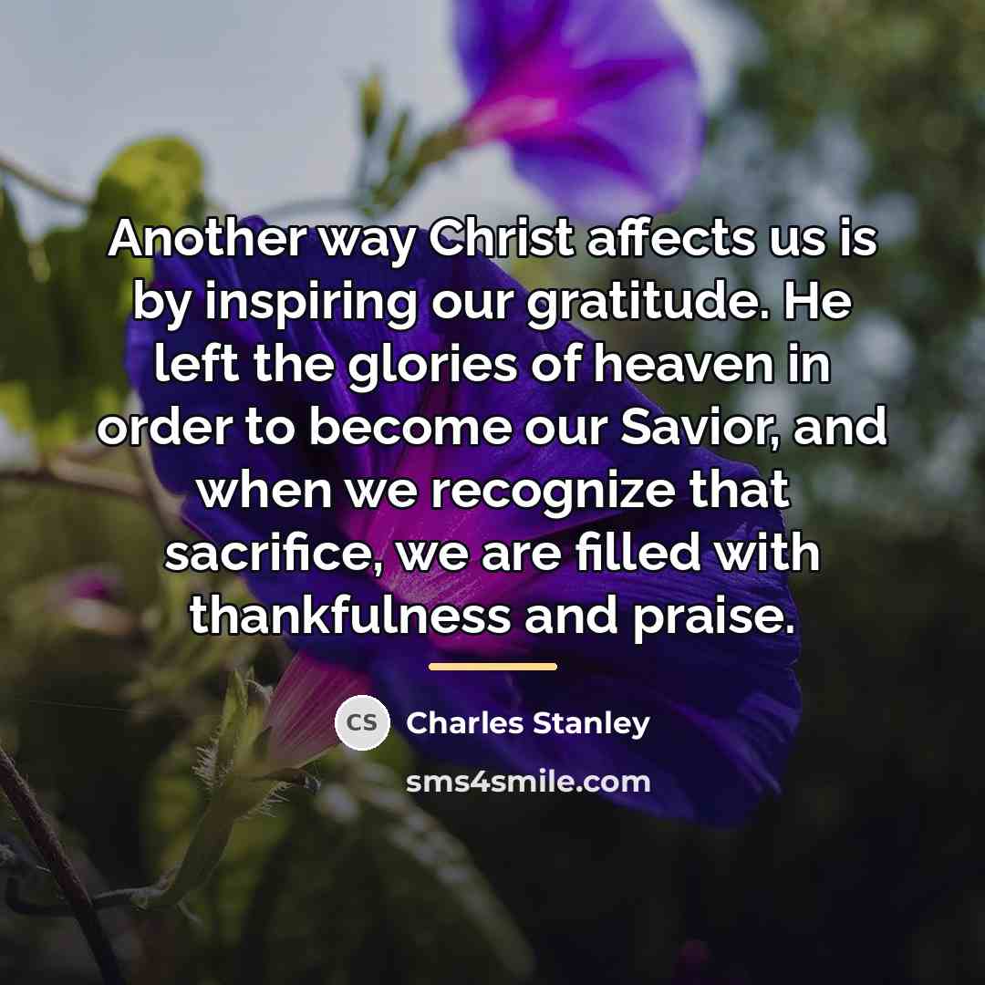 “Another way Christ affects us is by inspiring our gratitude.…” quote by Charles Stanley