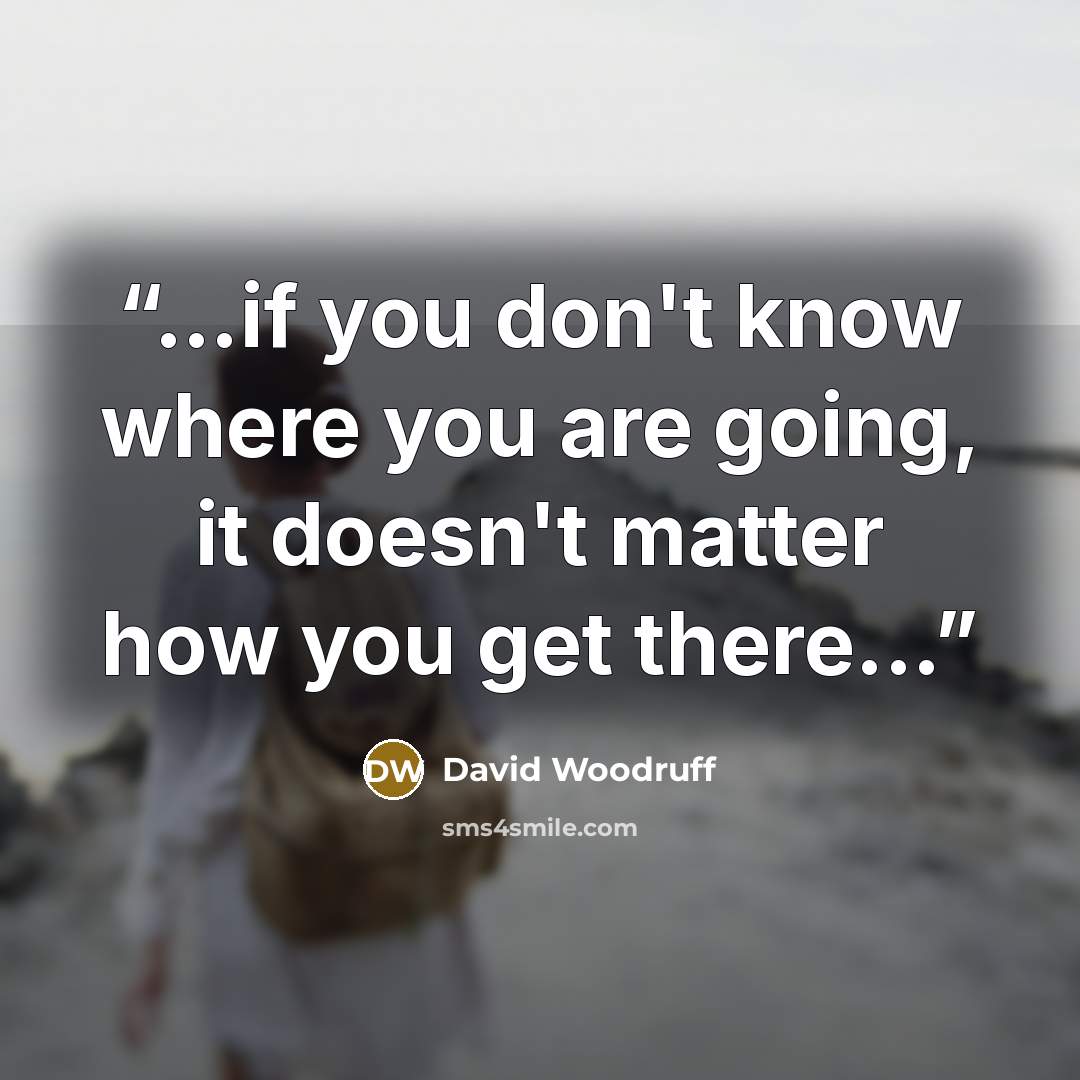 “…if you don't know where you are going, it doesn't matter how you get there...” quote by David Woodruff