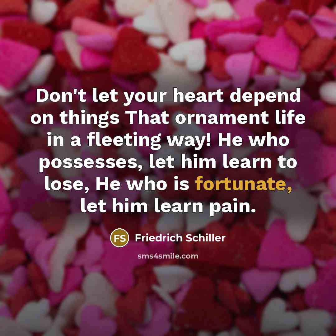 “Don't let your heart depend on things That ornament life…” quote by Friedrich Schiller
