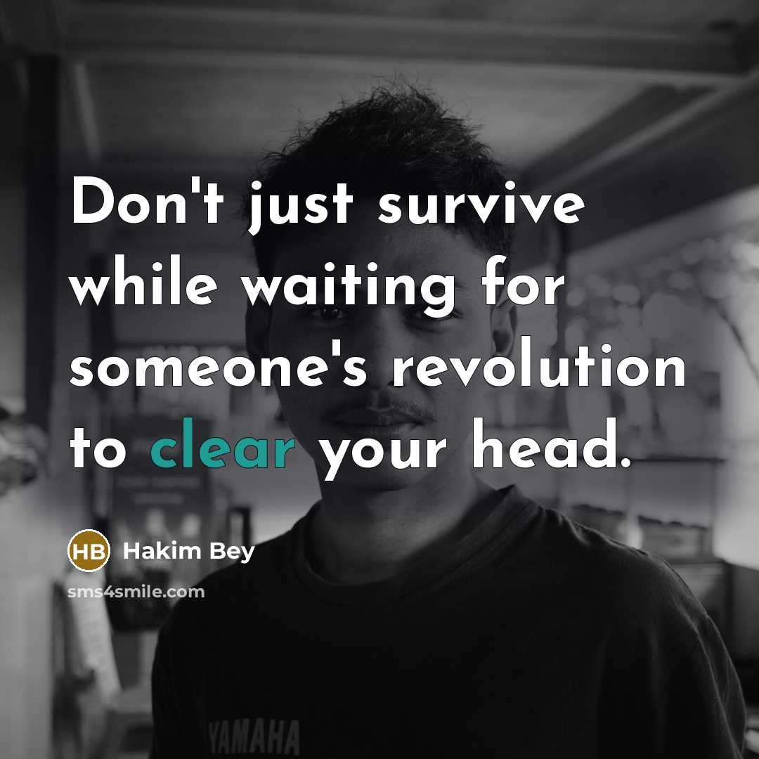 “Don't just survive while waiting for someone's revolution to clear…” quote by Hakim Bey