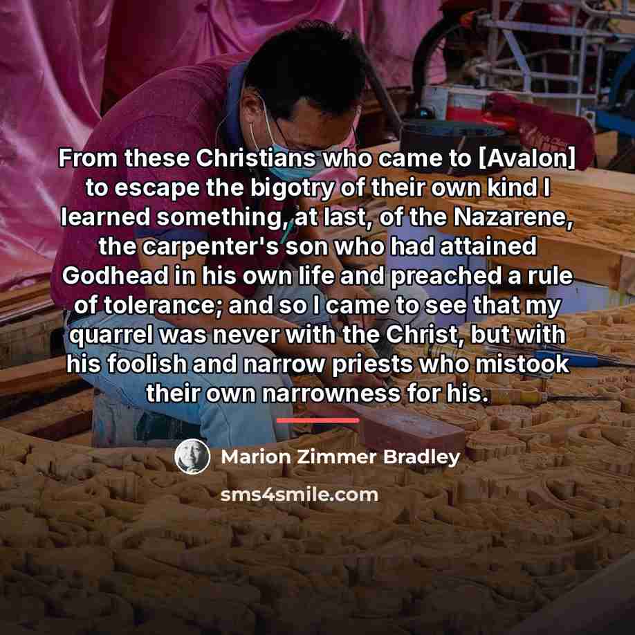 “From these Christians who came to [Avalon] to escape the…” quote by Marion Zimmer Bradley