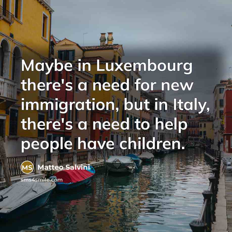 “Maybe in Luxembourg there's a need for new immigration, but…” quote by Matteo Salvini