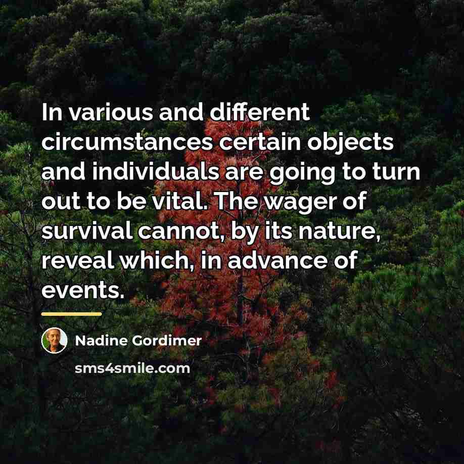 “In various and different circumstances certain objects and individuals are…” quote by Nadine Gordimer